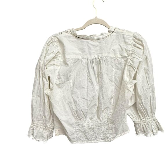 Free People Women Louella Top White Embroidered Bohemian Cottagecore Aesthetic - Picture 3 of 9